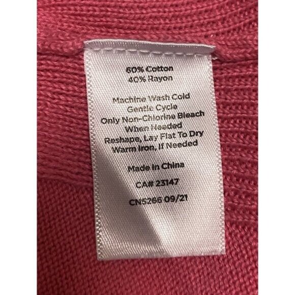 Talbots Long Sleeve V-Neck Bubble Gum Pink Cotton Blend Long Cardigan Size S/P - Picture 5 of 5